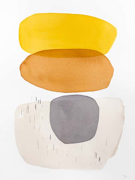 Eckige Runde Ovale Formen in orange, gelb, hell- und dunkelgrauen Farben Farben in 