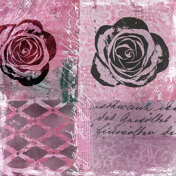 zwei rosen auf pinkem Hintergrund auf der rechten Seite helles pink