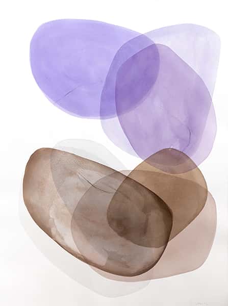 Runde Ovale Formen in lila und braunen Farben auf weißem Hintergrund